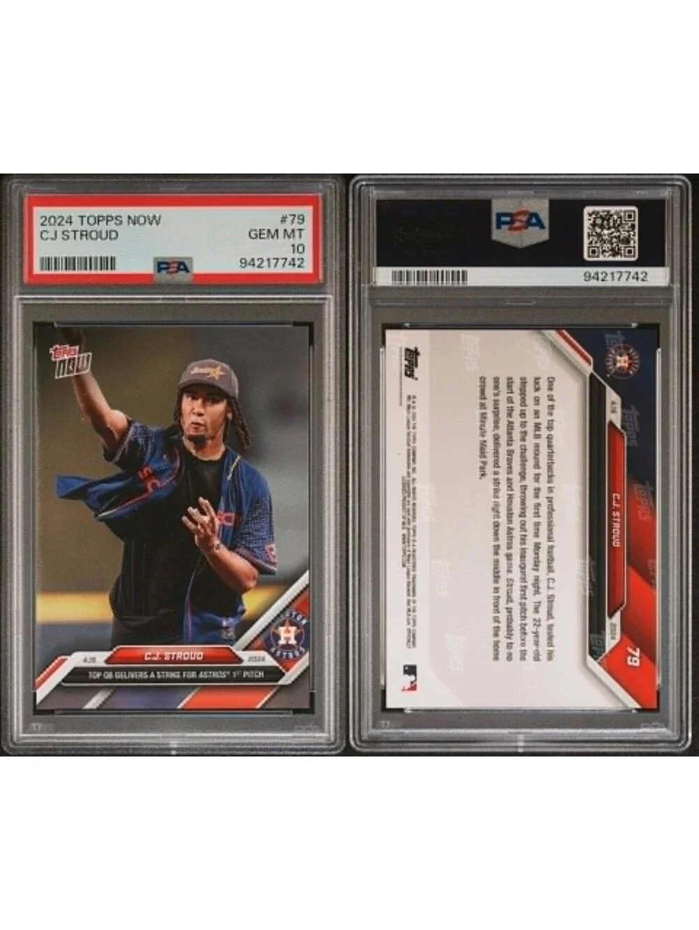 2024 Topps Now #79 CJ Stroud Astros 1st Pitch Houston Texans PSA 10